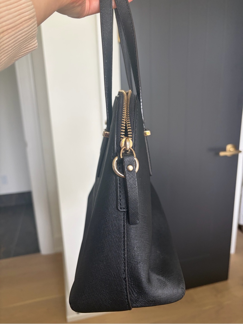 kate spade Black Saffiano Dome Satchel with Gold Hardware - Picture 3 of 7